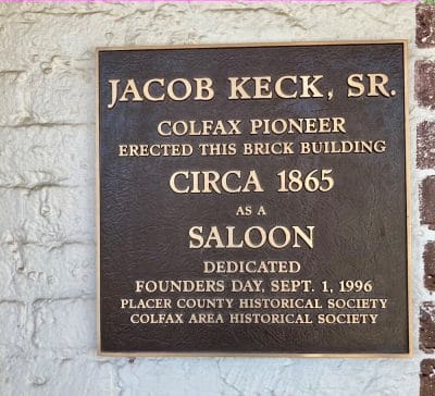 Jacob Keck, Sr Saloon Plaque Close Up