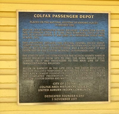 Colfax Passenger Depot Plaque