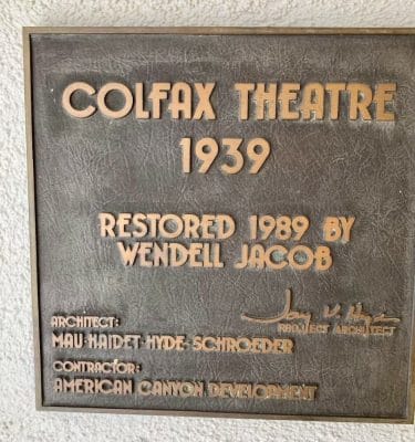 Colfax Theatre Plaque